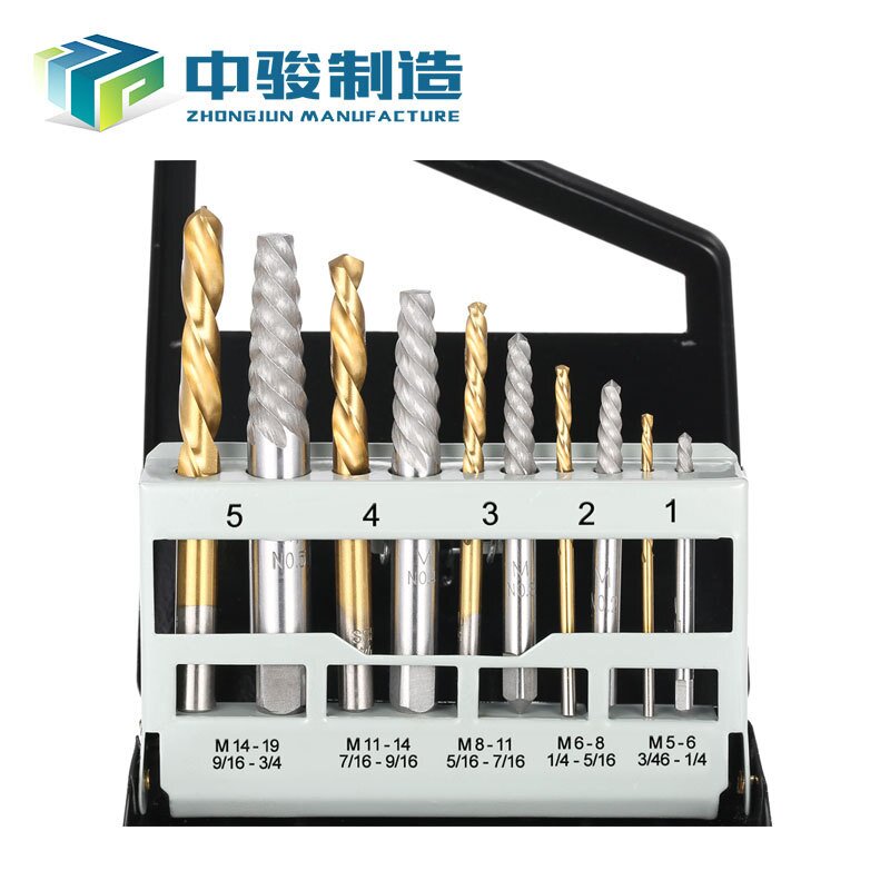 10pcs bolt extractor and drill bit set断丝取出器钻头套装 - 图1