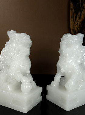 速发汉白玉麒麟摆件乔迁玄招客厅关柜玉石麒麟摆件博古架酒财装饰