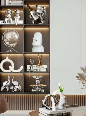 速发件奢熊电0酒柜装饰品摆轻家居高档客厅2视22新款高端大气