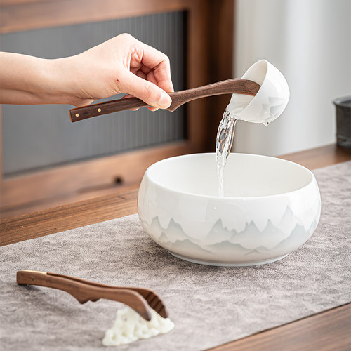 胡桃木功夫茶具配件茶夹三件套防滑镊子实木茶勺茶杯夹子茶叶夹子 - 图1