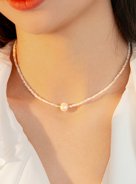 5.15新款极细简约百搭天然淡水珍珠项链女手工串珠高级感时尚通勤