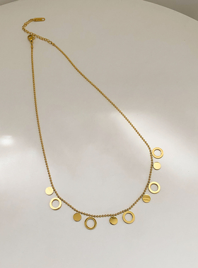 5.26新款小众设计感金色流苏钛钢项链女款锁骨链颈链法式轻奢高级