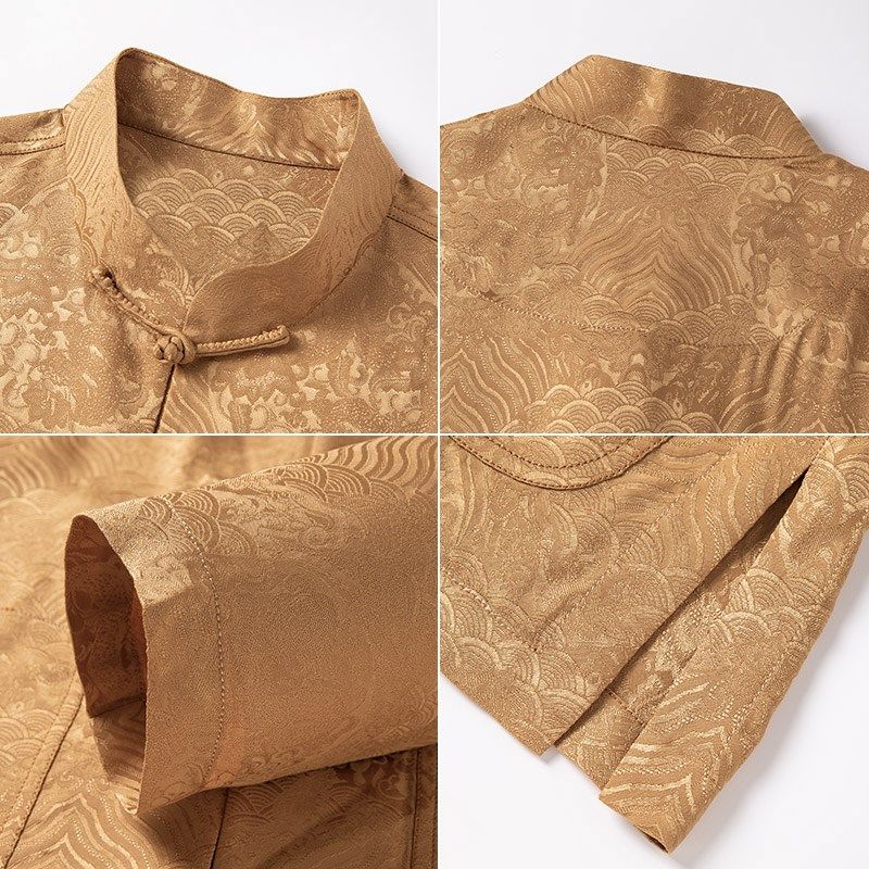 男士唐装衬衫春秋长袖上衣爸爸爷爷中老年人中式男装中国风打底衫,淘宝优惠券,粉丝福利购,淘宝优惠卷