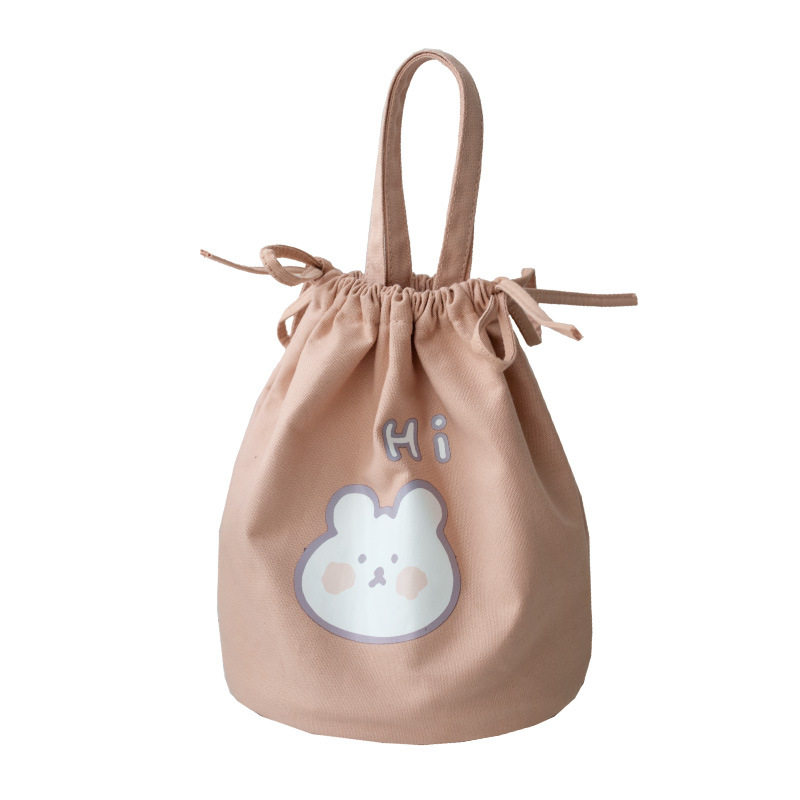 原创新款帆布包女学生可爱手提饭盒便当抽绳束口袋手拎时尚百搭,淘宝优惠券,粉丝福利购,淘宝优惠卷