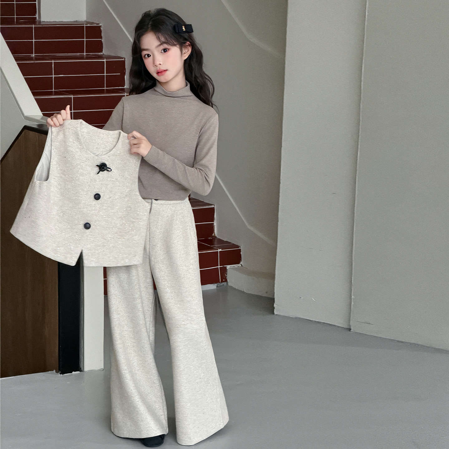 女童春装撒银西装套装2026新款中大童女孩春秋款儿童小香风三件套,淘宝优惠券,粉丝福利购,淘宝优惠卷