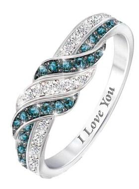 日韩手饰品镶嵌白钻湖兰钻戒指男女款戒指简约女生指环D1