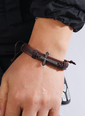 灵魂对撞欧美情侣十字架手链小众ins朋克复古配饰