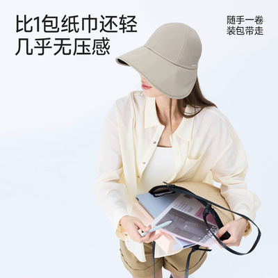 【戚薇同款】MissWiss渔夫帽丝绒黑胶防晒帽户外防紫外线遮阳帽子