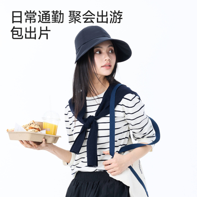 MissWiss渔夫帽丝绒黑胶防晒帽户外防紫外线遮阳帽子H