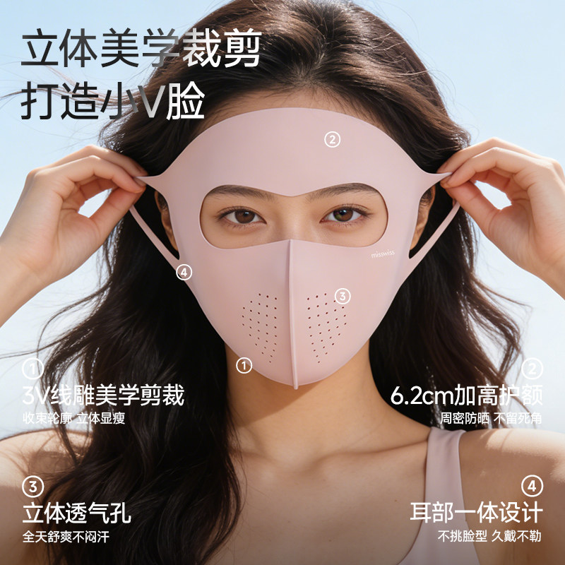 MissWiss全脸防晒面罩女防紫外线遮阳透气口罩夏季骑行防晒脸基尼