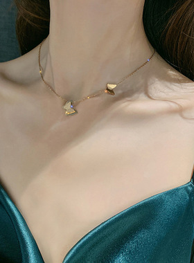 钛钢不褪色蝴蝶项链锁骨链