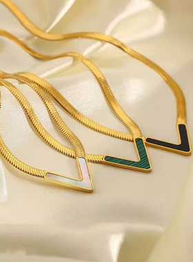 钛钢不褪色V字蛇骨链项链