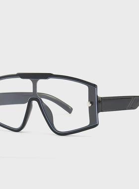 One piece flat top retro oversized frame sunglasses female I