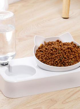 Pet Bowl Automatic Feeder Dog Cat Food Bowl with Water Dispe