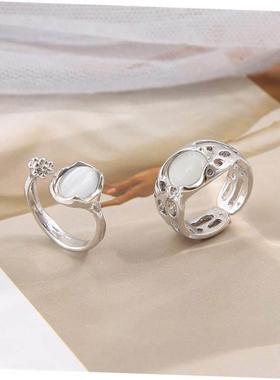 Vintage rings for women 复古戒指小众设计轻奢开口可调节食指戒