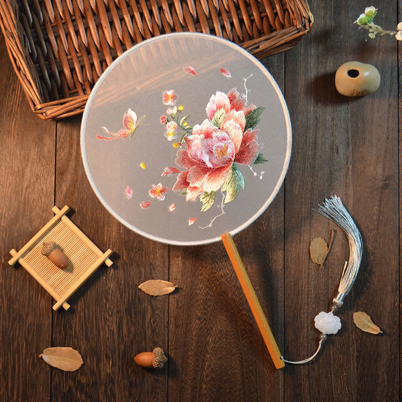 苏绣古风新中式国风团扇双面绣花绣刺绣扇子团扇工艺扇舞蹈专用,淘宝优惠券,粉丝福利购,淘宝优惠卷