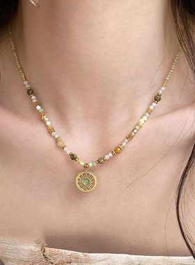 甜美玛瑙锆石颈链锁骨复古串珠