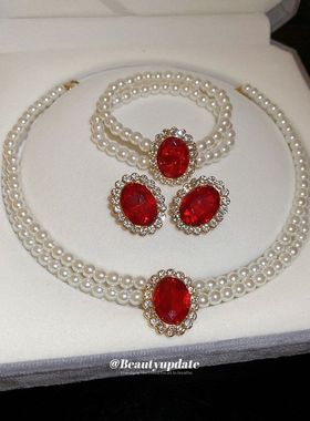 欧美镶钻珍珠锁骨choker椭圆形