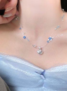 戴女链珍珠项链海星海边叠项饰