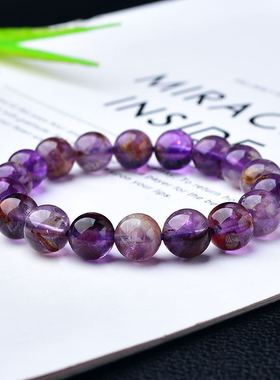 新品天然紫幽灵单圈水晶手链紫钛晶K异像幽灵发晶男女款手串