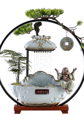 极速循环流水生财摆件客厅办公室玄F关桌面招财加湿装饰品送礼开