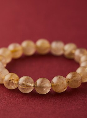 新品新品推荐天然金发晶手链x女金钛晶原石金丝黄水晶富贵招财转