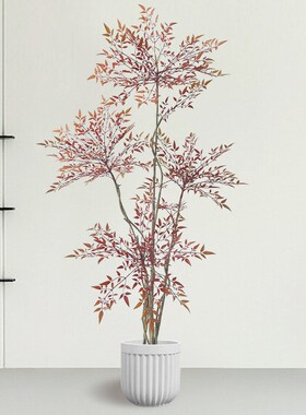 新品仿真绿植红色千年木装饰w客厅落地摆件大型室内高端轻奢千年