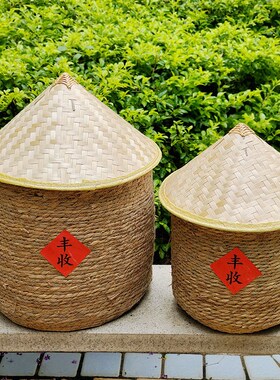 新品丰收粮仓摆件幼儿p园环创主题装饰品手工草编竹编小谷仓丰收