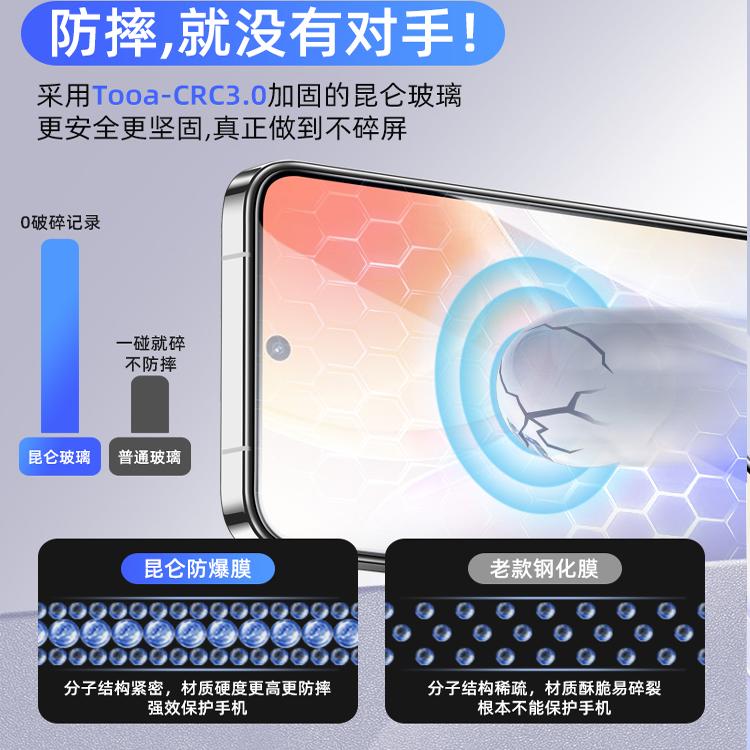 贝尊适用vivoy97钢化膜y78/77/76/73s手机贴膜50/33/30防摔S19/16e/10pro/X100S高清X70/60/50全屏防爆Z5X - 图2