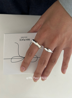 韩版s925纯银竹节戒指小众简约设计感开口指环高级小众情侣饰品