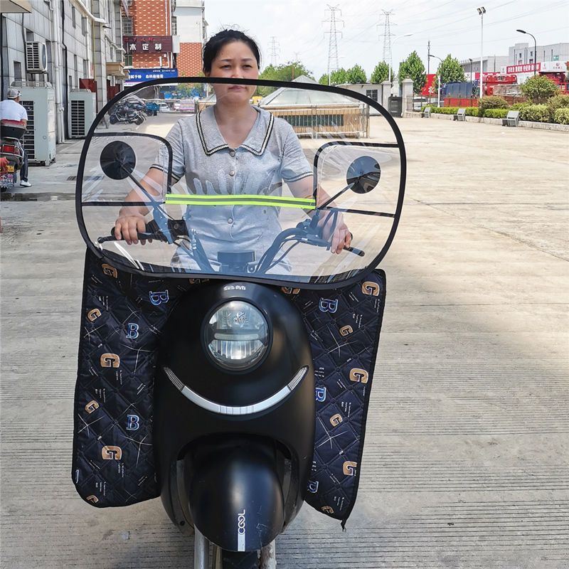 电动车前挡风罩冬季女装机车滑板车骑车透明挡风板防雨神器