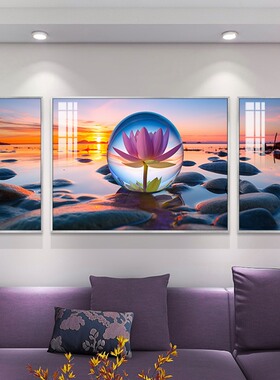 静谧海景客厅沙发背景墙装饰壁画