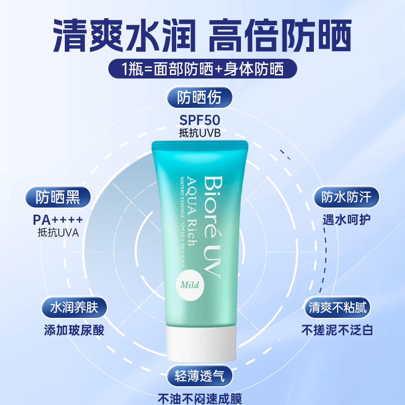 biore碧柔防晒霜女生面部防晒霜隔离男士专用学生正品儿童防晒乳