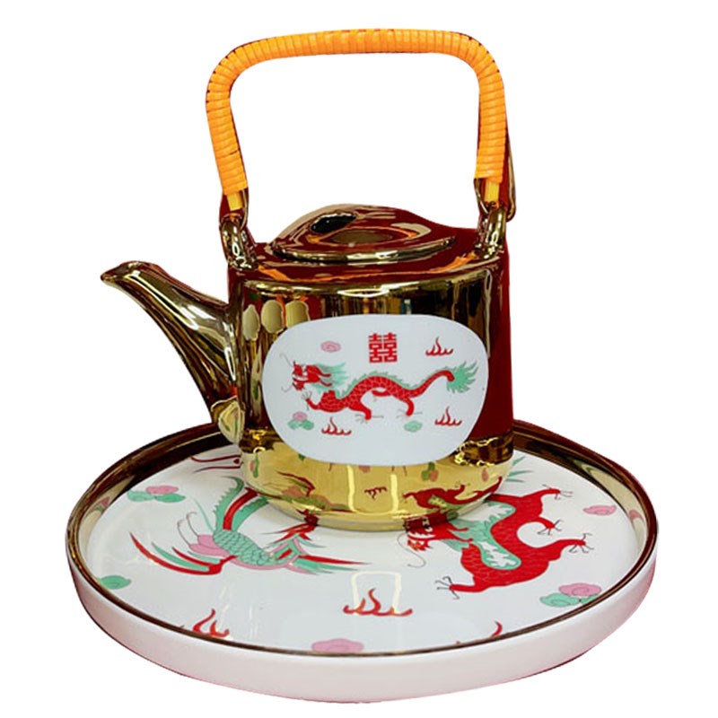 Change the mouth to worship tea cup wedding tea set wedding bowl set wedding cup golden pot wedding bridal bride dowry gift