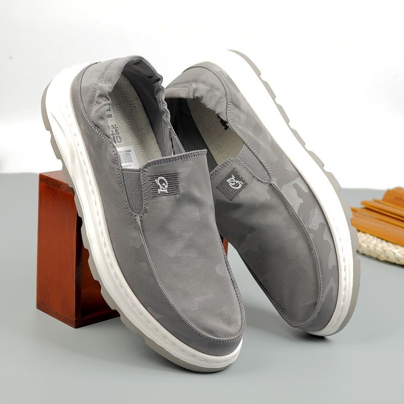 春夏厚底布鞋男低帮透气懒人鞋轻质减震休闲鞋暗纹百搭潮男帆布鞋,淘宝优惠券,粉丝福利购,淘宝优惠卷