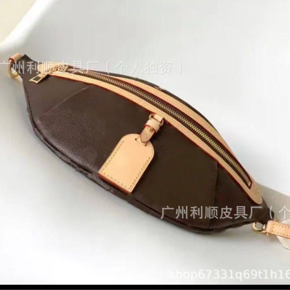 广州外贸直供真皮老花腰包bumbag胸包high rise时尚单肩斜挎女包,淘宝优惠券,粉丝福利购,淘宝优惠卷