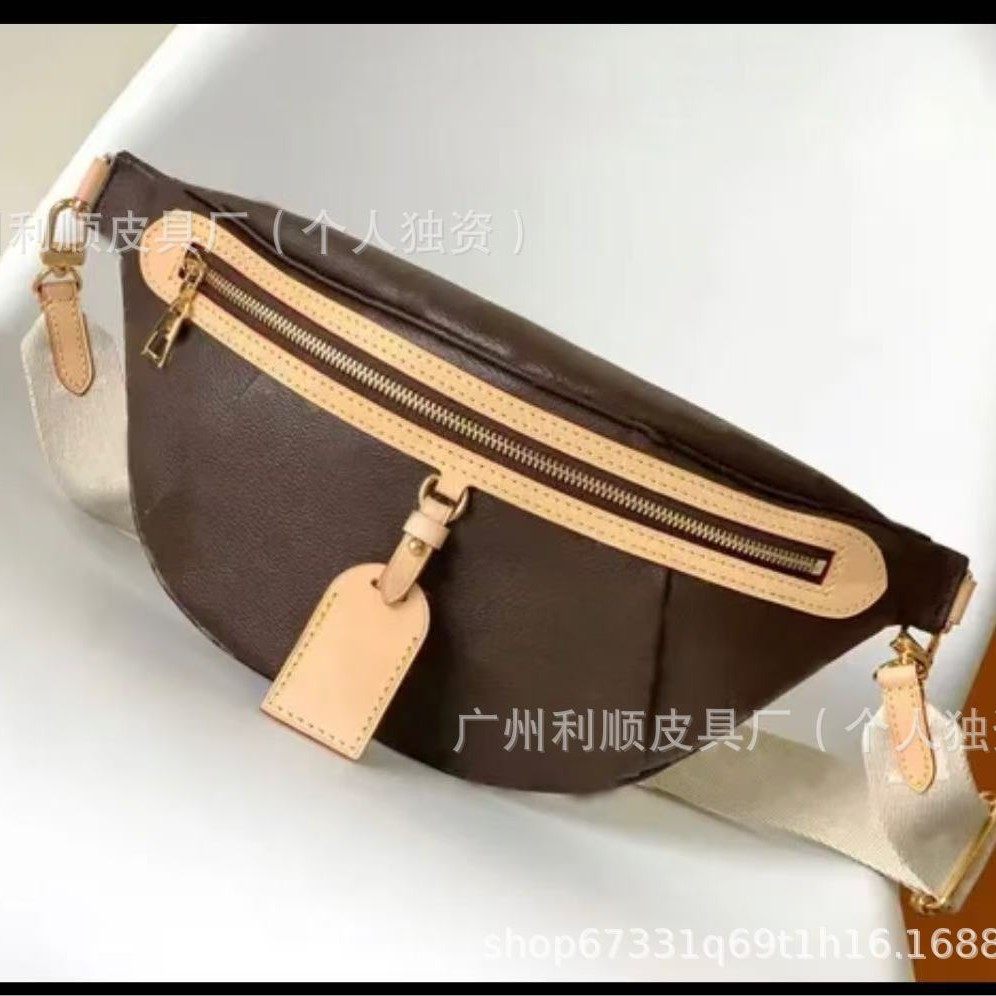广州外贸直供真皮老花腰包bumbag胸包high rise时尚单肩斜挎女包,淘宝优惠券,粉丝福利购,淘宝优惠卷
