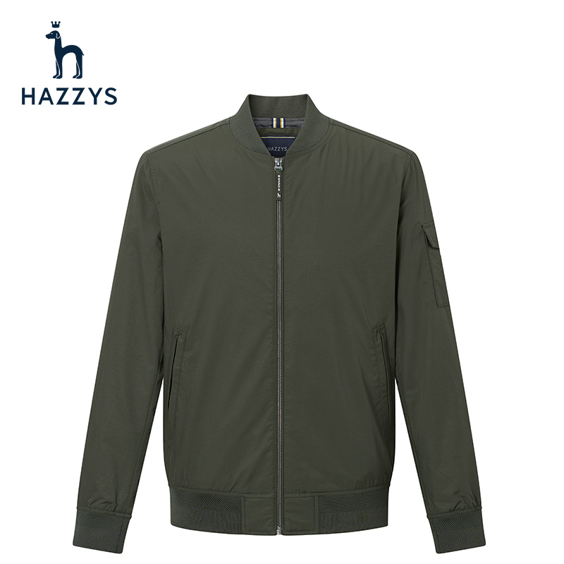 Hazzys哈吉斯官方年秋季旗舰男士棒球领夹克外套韩版时尚休闲上衣