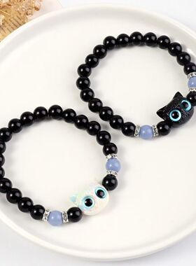 日系小清新夜光猫头手链小众闺蜜