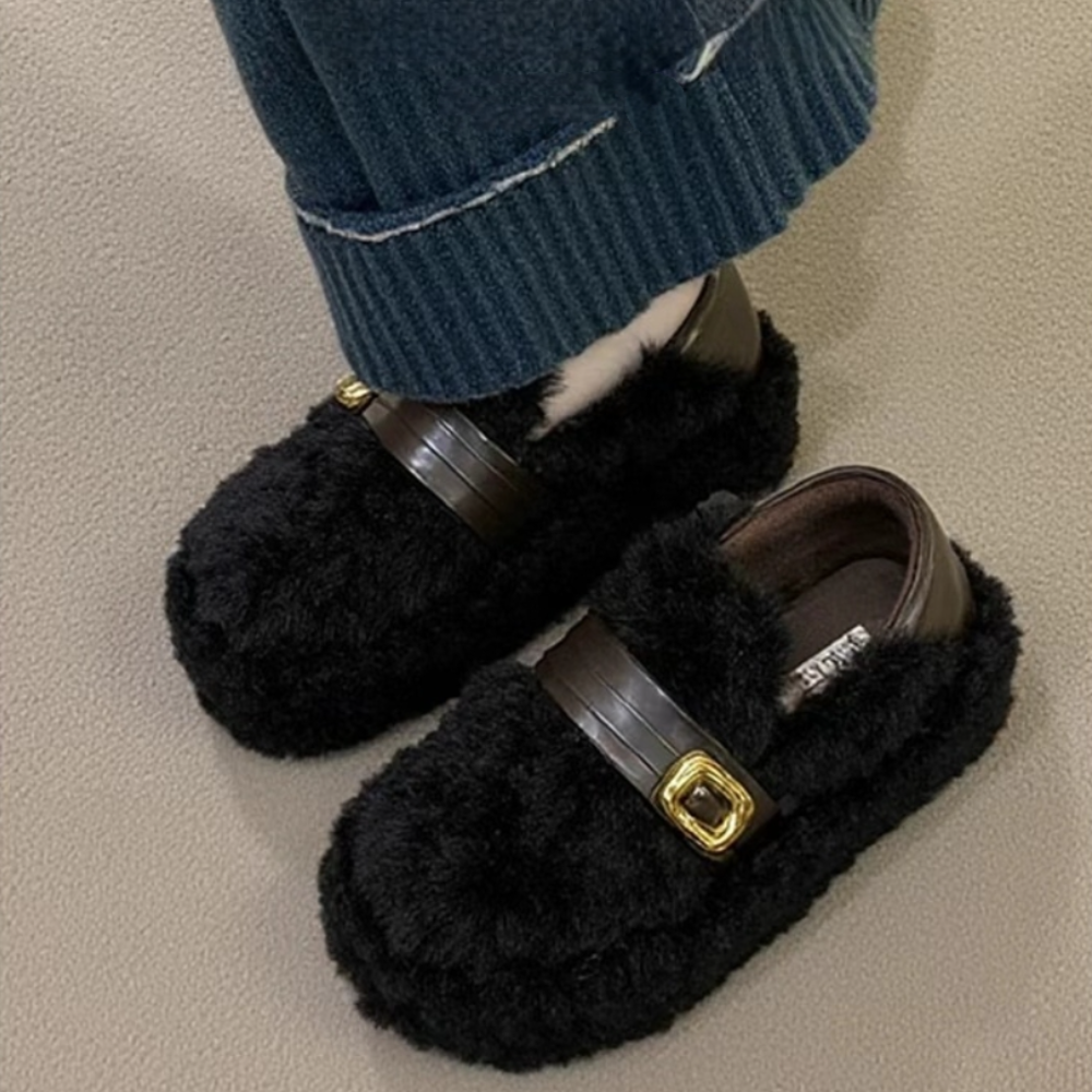 休闲时尚百搭毛毛鞋女2025冬季加绒保暖厚底增高一脚蹬豆豆鞋外穿,淘宝优惠券,粉丝福利购,淘宝优惠卷