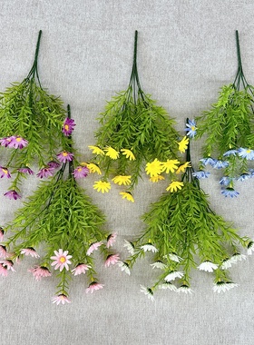 5叉水草洋甘菊花装饰绿植花束家居仿真绿植摆件摄影道具手工绢花