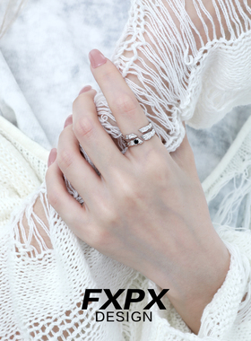 FXPX/神秘之约 通体S925纯银情侣对戒开口可调节不掉色戒指男女