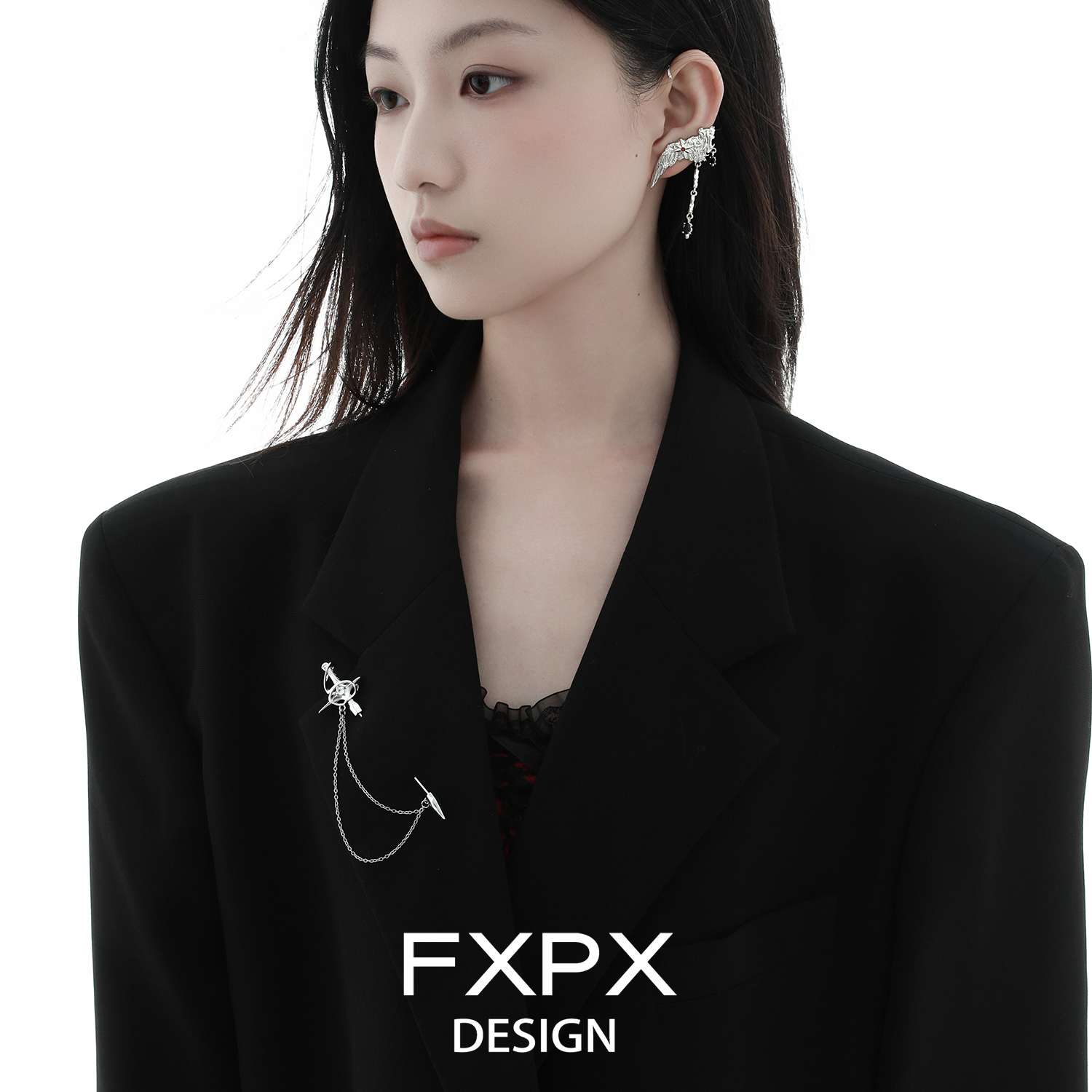 FXPX 原创四芒星剑胸针小众高级感配饰甜酷风西装服饰配件,淘宝优惠券,粉丝福利购,淘宝优惠卷