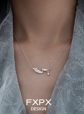 FXPX 纯银天使羽翼项链小众设计高级感锁骨链冷淡风清冷感新款