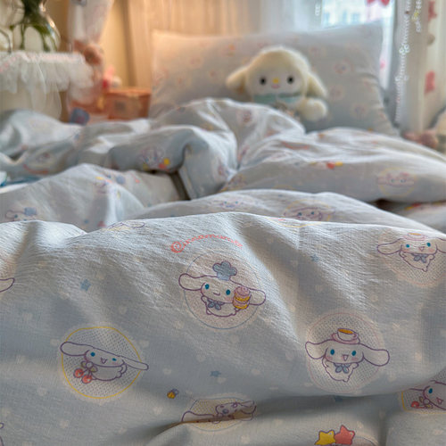 可爱少女ins卡通玉桂狗水洗棉床单四件套全棉被套纯棉学生三件套 - 图1