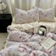 Cute girl ins soft and cute cat bed sheet four-piece set