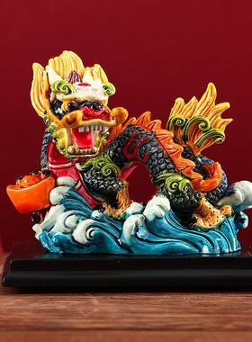 Chinese style souvenir dragon and lion porcelain Crafts gift