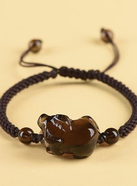 天然茶水晶12生肖立体雕刻手串男女鼠牛虎兔龙蛇马羊猴鸡狗猪手链