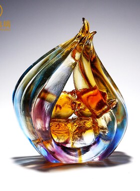 琉璃摆件家居饰品客厅现代简约创意可爱小装饰工艺品结婚礼物定制