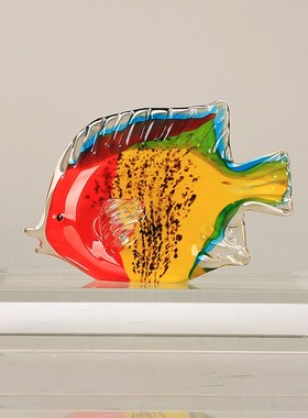 琉璃热带鱼动物招财摆件轻奢客厅样板房玄关桌面装饰年年有余送礼